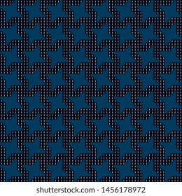 Camouflage pattern modern manly fabric design abstract doodle geo texture. Navy blue continuous background. Creative textile swatch, ladies dress, man shirt, bandana, silk scarf all over print block.