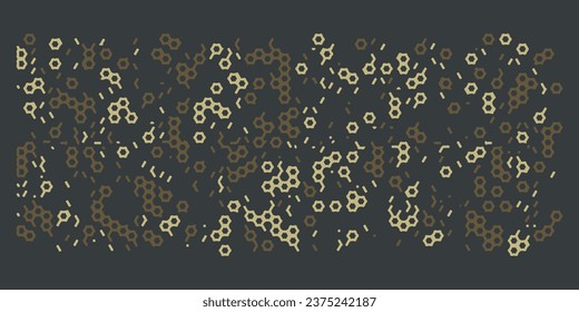 Camouflage pattern with polygonal pattern and honeycombs. Design of textile products for the army.