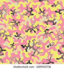 Camouflage pattern. Seamless. Military background. Soldier camouflage. Abstract seamless pattern for army, navy, hunting, fashion cloth textile. Colorful modern soldier style. Vector facric texture