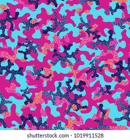 Camouflage pattern. Seamless. Military background. Soldier camouflage. Abstract seamless pattern for army, navy, hunting, fashion cloth textile. Colorful modern soldier style. Vector facric texture