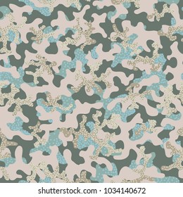 Camouflage pattern. Seamless. Military background. Soldier camouflage. Abstract seamless pattern for army, navy, hunting, fashion cloth textile. Colorful modern soldier style. Vector facric texture.