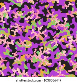 Camouflage pattern. Seamless. Military background. Soldier camouflage. Abstract seamless pattern for army, navy, hunting, fashion cloth textile. Colorful modern soldier style. Vector facric texture