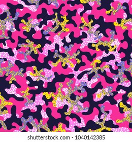 Camouflage pattern. Seamless. Military background. Soldier camouflage. Abstract seamless pattern for army, navy, hunting, fashion cloth textile. Colorful modern soldier style. Vector facric texture
