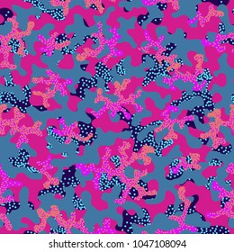 Camouflage pattern. Seamless. Military background. Soldier camouflage. Abstract seamless pattern for army, navy, hunting, fashion cloth textile. Colorful modern soldier style. Vector facric texture