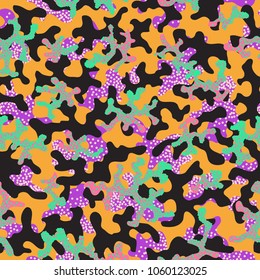 Camouflage pattern. Seamless. Military background. Soldier camouflage. Abstract seamless pattern for army, navy, hunting, fashion cloth textile. Colorful modern soldier style. Vector facric texture