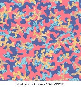 Camouflage pattern. Seamless. Military background. Soldier camouflage. Abstract seamless pattern for army, navy, hunting, fashion cloth textile. Colorful modern soldier style. Vector facric texture