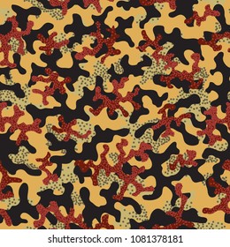 Camouflage pattern. Seamless. Military background. Soldier camouflage. Abstract seamless pattern for army, navy, hunting, fashion cloth textile. Colorful modern soldier style. Vector facric texture.