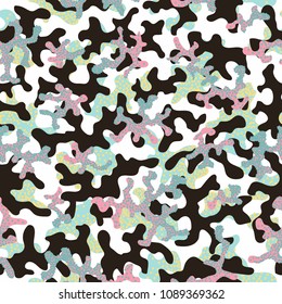 Camouflage pattern. Seamless. Military background. Soldier camouflage. Abstract seamless pattern for army, navy, hunting, fashion cloth textile. Colorful modern soldier style. Vector facric texture