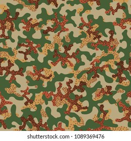 Camouflage pattern. Seamless. Military background. Soldier camouflage. Abstract seamless pattern for army, navy, hunting, fashion cloth textile. Colorful modern soldier style. Vector facric texture.