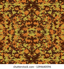 Camouflage pattern seamless. Natural colors camo kaleidoscope tile. Soft pastel Colored pattern with rugged overlapping elements. Organic shapes. Vector fabric print design. Geometric boho design.