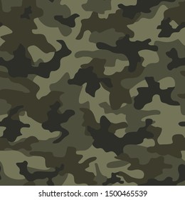 
camouflage pattern seamless on print for clothes, fabric. military texture. green background.