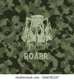 Camouflage pattern seamless vector, dinosaurs skull