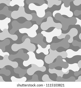 Camouflage pattern, seamless vector wallpaper. Gray and white texture.