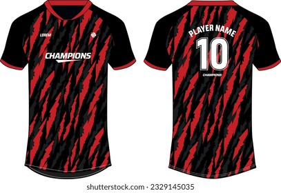 Camouflage pattern Sports jersey t shirt design Flat sketch illustration , football jersey concept with front and back view for Cricket, soccer, Volleyball, Rugby, tennis and badminton uniform