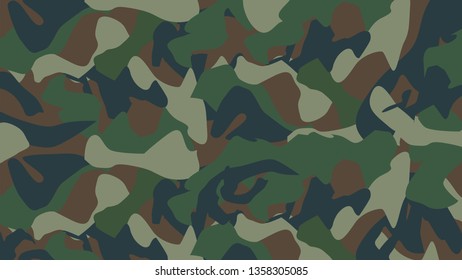 Camouflage pattern texture. Abstract green modern vector military camo backgound. Fabric textile print template. Vector illustration.