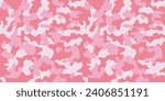 Camouflage pattern for with three colors. Inserted heart shape. Pink, Military, monochrome, camouflage, seamless. Vector