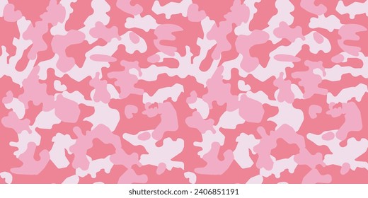 Camouflage pattern for with three colors. Inserted heart shape. Pink, Military, monochrome, camouflage, seamless. Vector