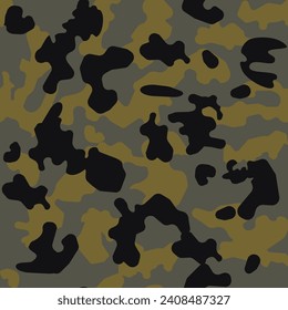 Patrón de camuflaje con colores de árbol. negro, marrón, gris, forma cardíaca. militar, camuflaje, sin costuras. Vector