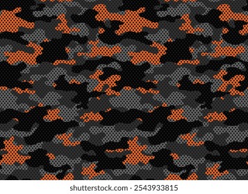 camouflage pattern vector modern background, military texture, black orange design