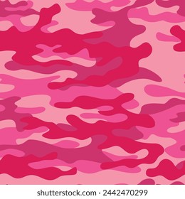 Camouflage pink pattern vector seamless illustration for textile, print for girls, fashion, style