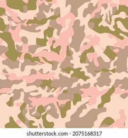 Camouflage pink vector background, with green spots, stylish pattern, repeating print