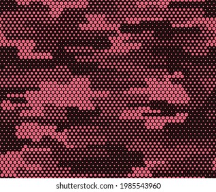 Camouflage pink vector digital pattern, geometric seamless pattern for textiles.