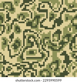 Camouflage pixel seamless pattern. Army dazzles paint template, war repeating design for project and concept, force ornament decorative fabric and background. Military soldier fond weave