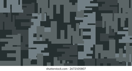 Patrón de camuflaje pixelado con tono gris y negro