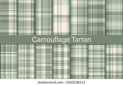 Camouflage plaid collection, textile design, checkered fabric pattern for shirt, dress, suit, wrapping paper print, invitation and gift card.