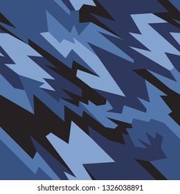 Camouflage polygonal texture seamless pattern. Abstract modeern geometric camo militagy endless ornament for army and hunting. Vector background.