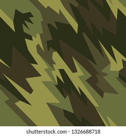 Camouflage polygonal texture seamless pattern. Abstract modeern geometric camo militagy endless ornament for army and hunting. Vector background.