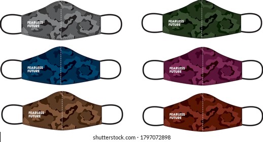 Camouflage Printed Clothing medical Face mask design, Reusable Clothing Face mask design with digital print and Fabric feature details, Washable medical Face mask, Fashionable medical face mask design