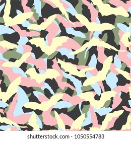 Camouflage for printing. The bat. Spring motives. Seamless pattern.