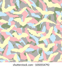 Camouflage for printing. Bat. Summer motives. Seamless pattern.