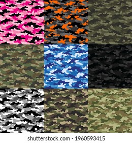 camouflage prints green, black. camouflage set. seamless pattern, abstraction. for printing or banner or fabric