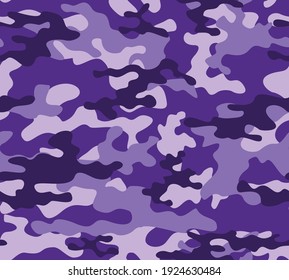 Camouflage purple vector background. Classic print. Seamless texture for printing clothes, fabrics.