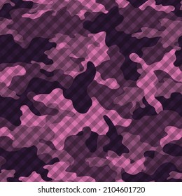 
Camouflage purple vector seamless background, modern texture, feminine pattern.