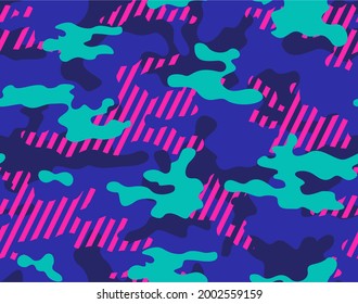 Camouflage purple vector template, trendy design, modern pattern.