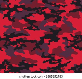 Camouflage roter Hintergrund, Vektorgrafik nahtlos Muster für Textilien.