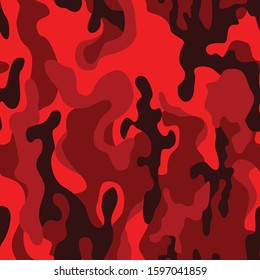 Camouflage red seamless pattern. Modern military background. Print on fabric. Vector