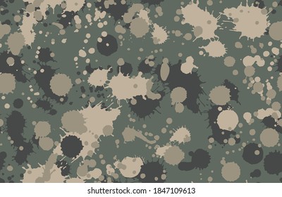 Camouflage repeat pattern made of paint stains 