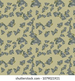 Camouflage repeat seamless pattern. Olive green background with navy blue dots. Vector illustration, backdrop, wallpaper, cloth print