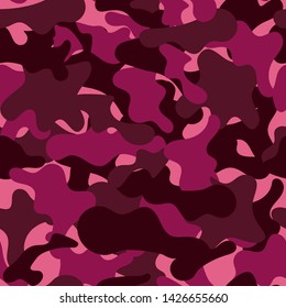 Camouflage rose seamless pattern texture. Abstract modern vector military camo backgound. Fabric textile print template.