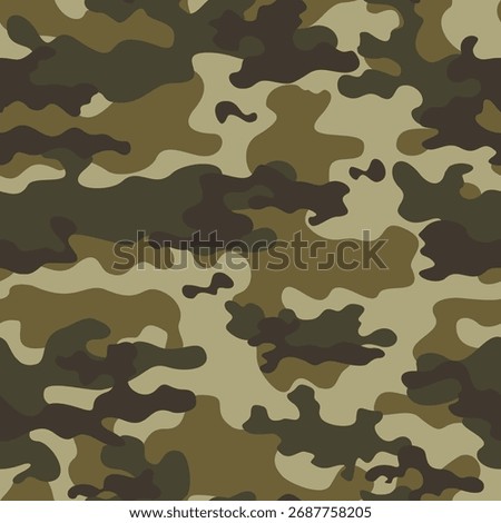 Camouflage seamless army pattern, modern vector print, military khaki texture
