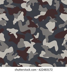 Camouflage seamless color pattern. Army camo clothing background. Vector illustration