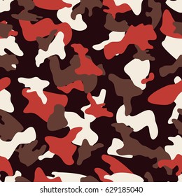 Camouflage seamless color pattern. Army camo clothing background. Vector illustration.