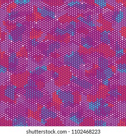 Camouflage seamless fashion pattern. Abstract urban colorful hexagon style. Seamless pattern for party, dress, shirt, children fashion cloth textile. Colorful modern style Vector honeycomb texture