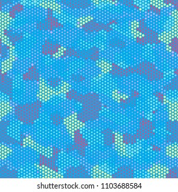 Camouflage seamless fashion pattern. Abstract urban colorful hexagon style. Seamless pattern for party, dress, shirt, children fashion cloth textile. Colorful modern style Vector honeycomb texture