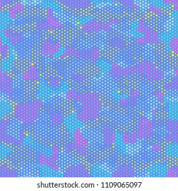 Camouflage seamless fashion pattern. Abstract urban colorful hexagon style. Seamless pattern for party, dress, shirt, children fashion cloth textile. Colorful modern style Vector honeycomb texture