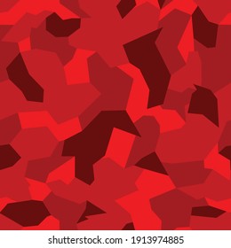 Camouflage seamless geometric pattern. Abstract red camo from spots. Vector. Print